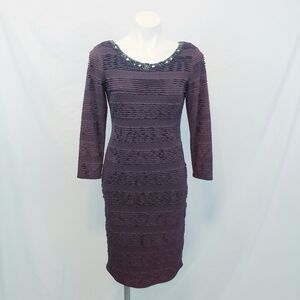 *Last Chance* Ignite Evenings Ruffle Cocktail Dress w/Beaded Neck